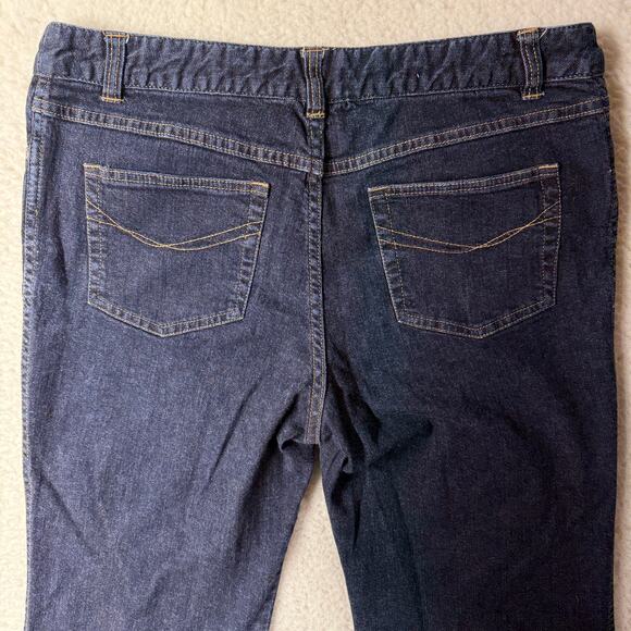 J Jill Jean Womens Size 12 Dark Wash Flare Leg Denim Trouser Classic Preppy Blue - Picture 5 of 10